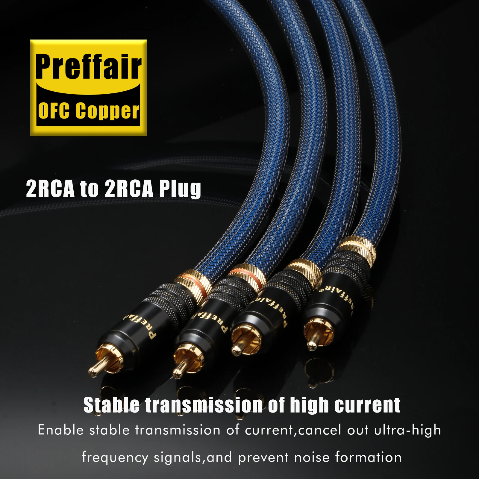 Pair RCA Cable RCA Single Cable Braid Shielded Gold-plated Preffair RCA Selflocked Connector