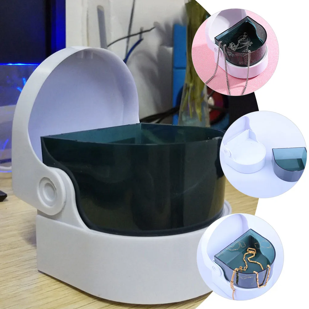 

2pcs Portable Jewelry Cleaner Machine Silver Gold Washer Denture Retainer Washing Device Household Ring Earring Cleaner Kit Mini