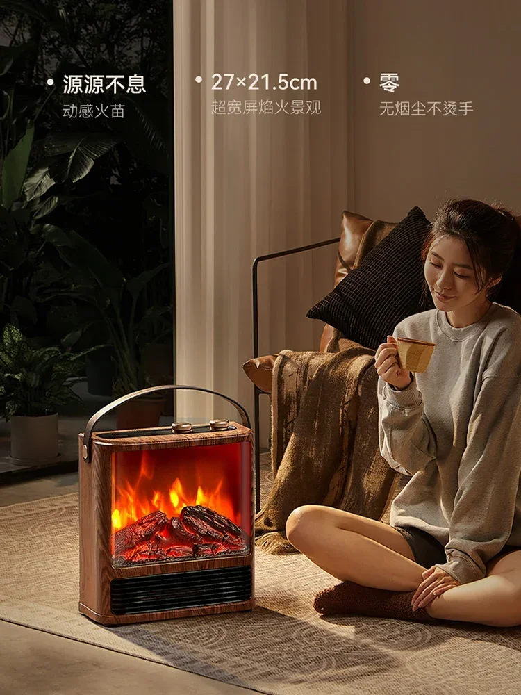 220V Electric Heater with Simulated Fire Effect, Energy-Saving Indoor Heater for Home Bathroom Fireplace Heating