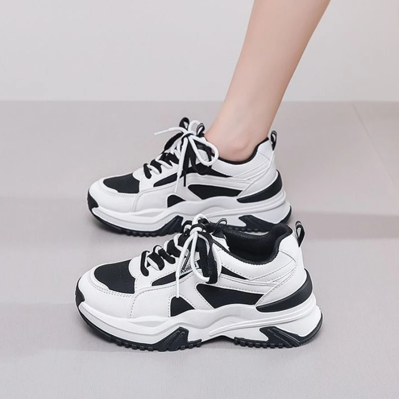 

Women's Korean Style Dad Shoes 2025 Spring New Breathable Thick Sole Height Increasing Casual Sneakers Student Ins Trendy