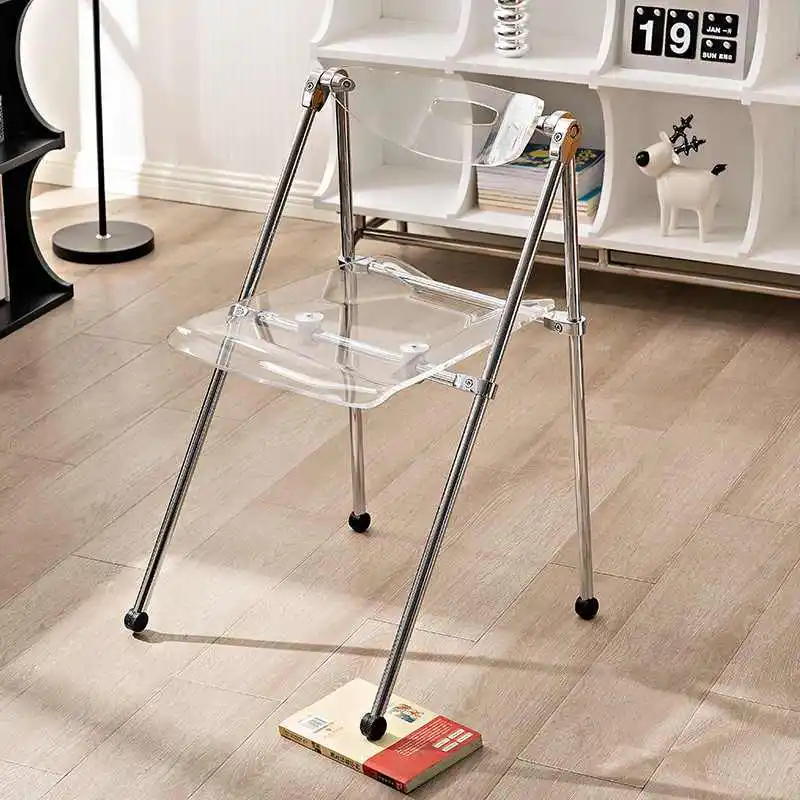 Transparent Chair Nordic Folding Chair Ins Net Red Dining Chair Home Back Modern Simple Acrylic Makeup Stools
