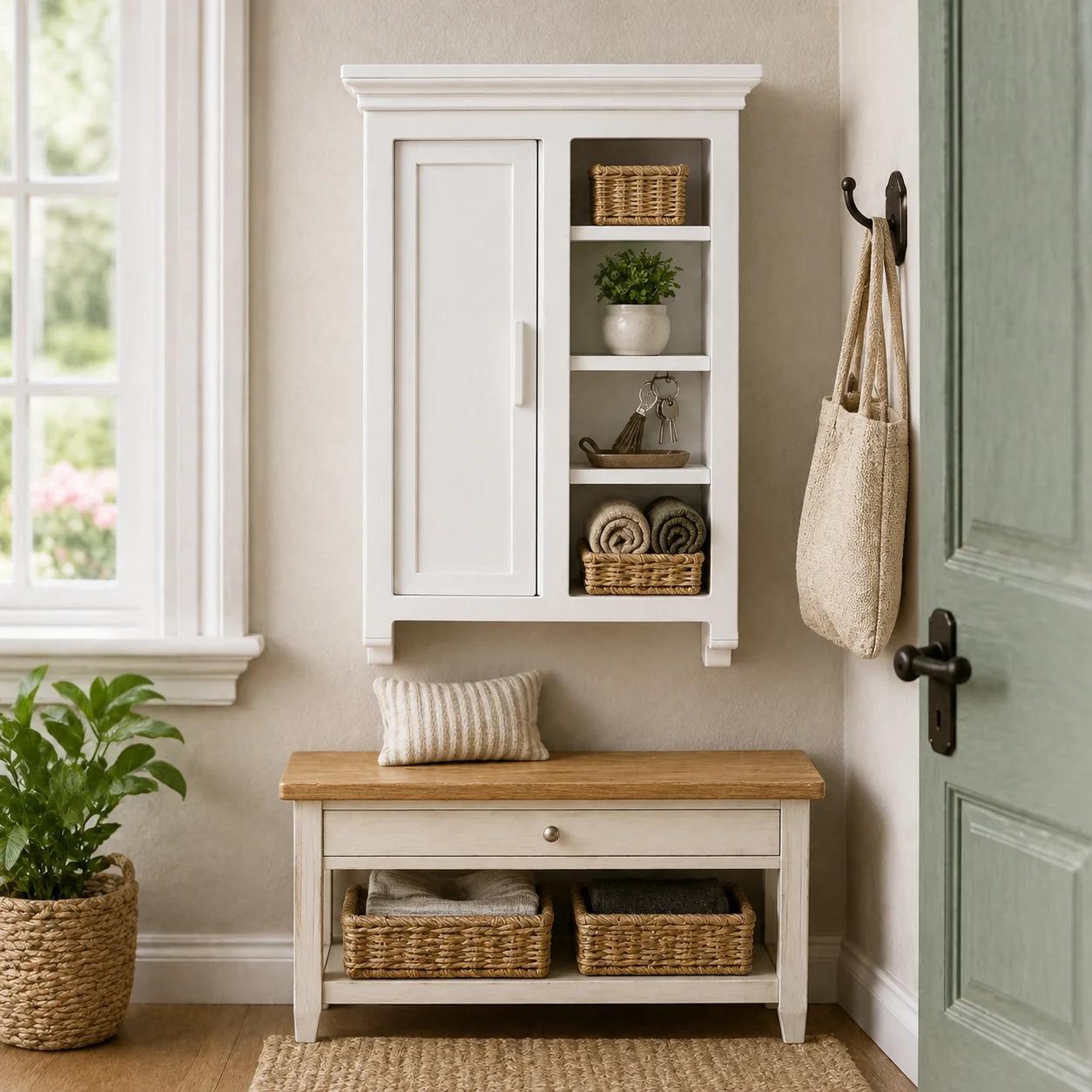 Miniature White Stand-Up Cabinet Model, doll House, Study and Living Room Furniture Accessories