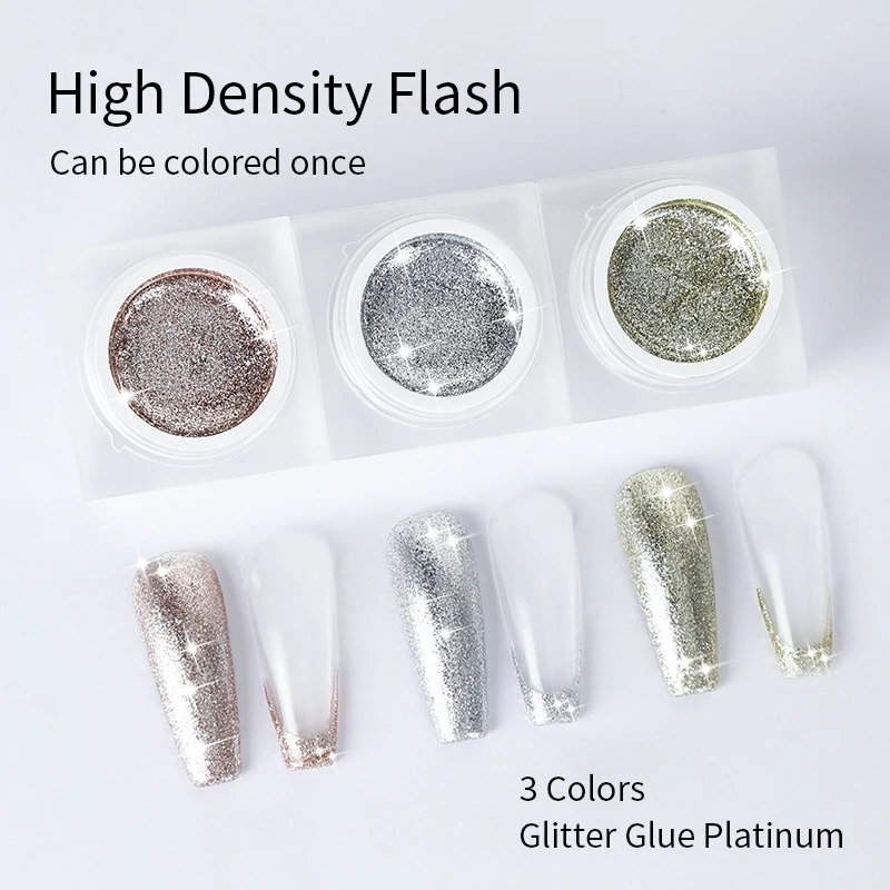 New Glitter Gel Polish Shiny Platinum Nail Gel 5ml Nail Art Flashing Soak Off UV Semi Permanent Hybrid Vernis Varnish Lacquer