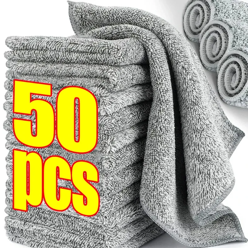 Bamboo Charcoal Cleaning Towel Kitchen Microfiber Cloth Rags Super Absorbent Non-Stick Oil Soft Dish Wipe Household Clean Towel