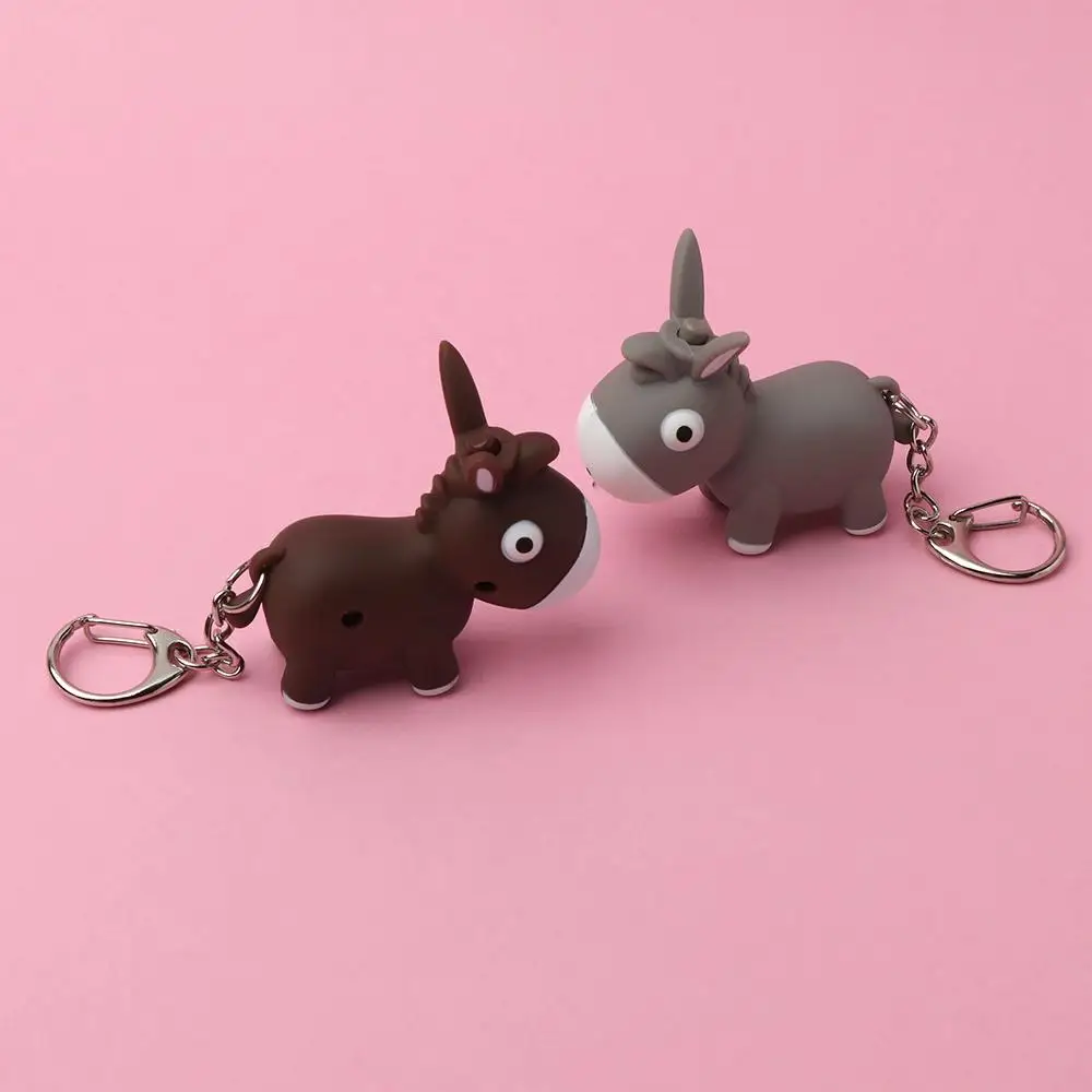 Cartoon Mini Flashlight Donkey Shape LED Light Luminous Key Ring Key Chain