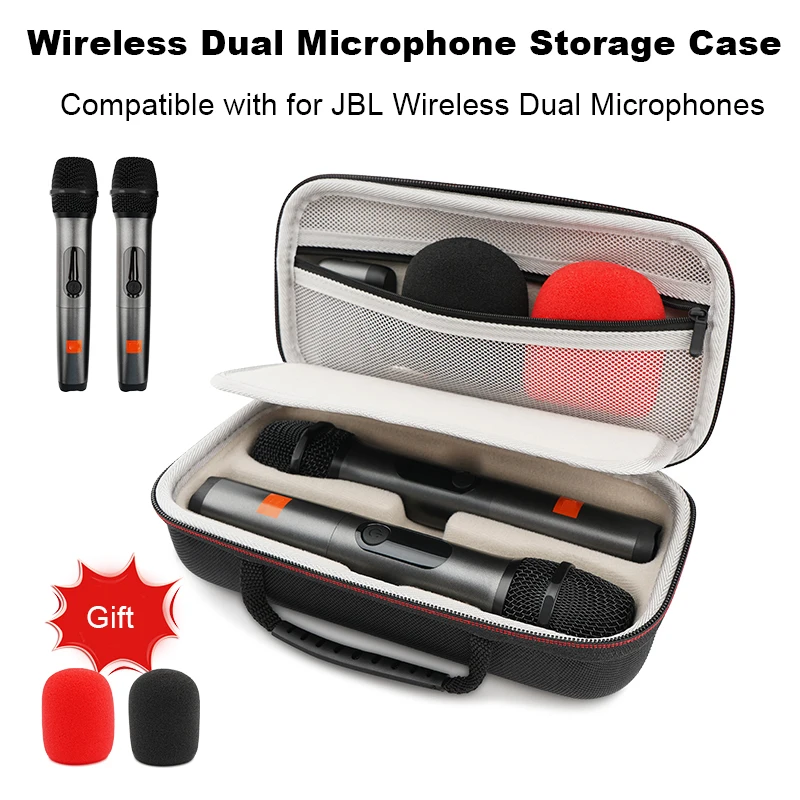 

Wireless Microphone Case Waterproof Shockproof Handheld Dual Mic Hard Travel Carrying Bag for JBL Wireless Microphone
