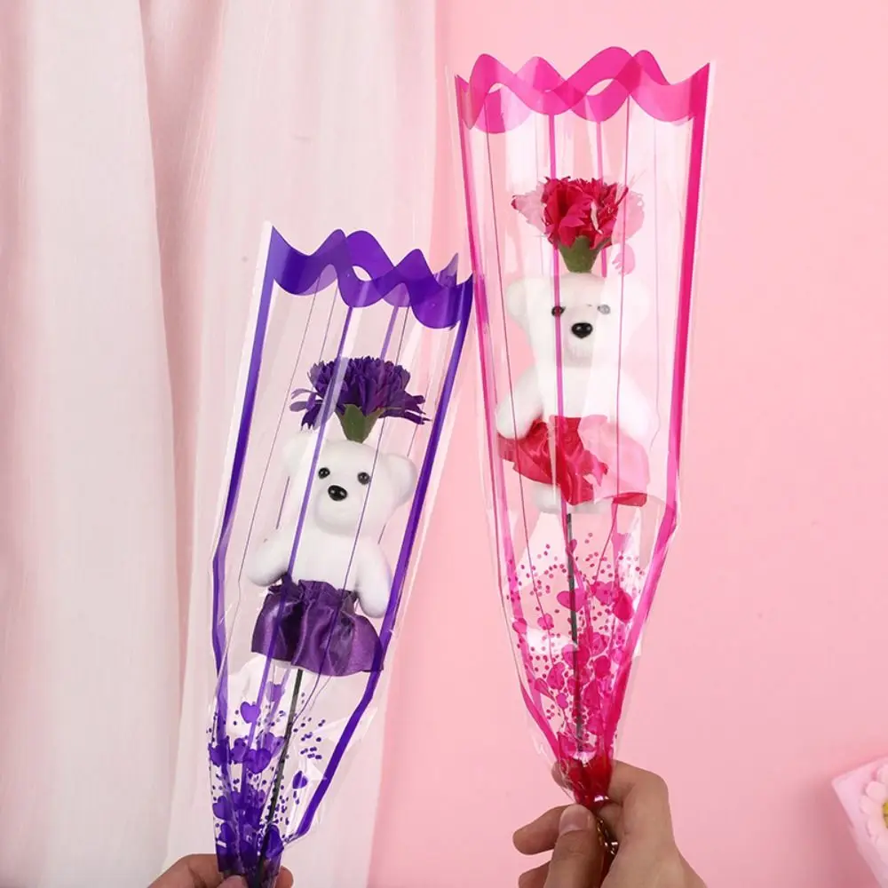 New Soap Flower Lovely Bear Graduation Bouquet Toy Graduation Gift Artificial Rose Flowers DIY Bear Bouquet Decoration