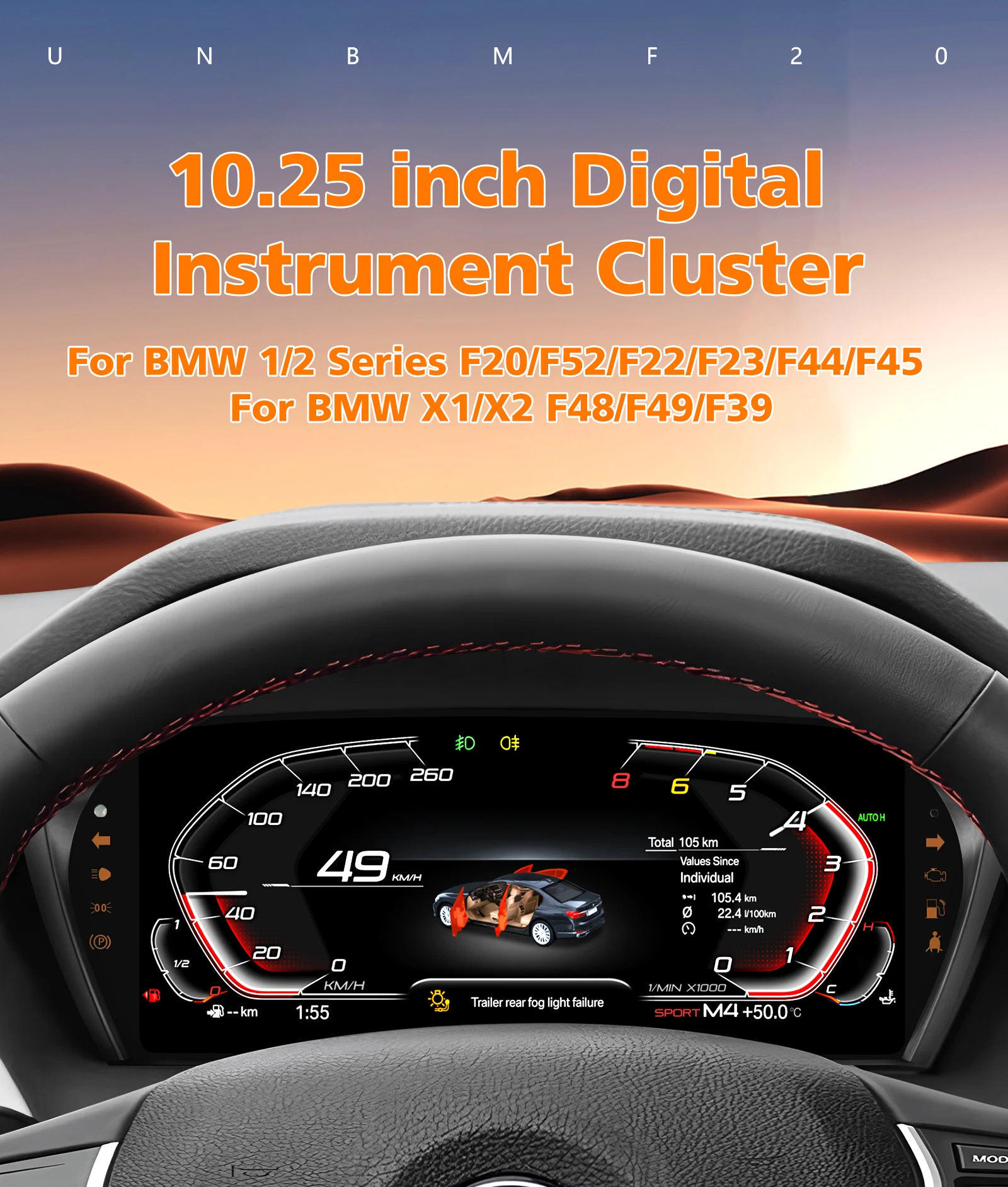 10,25" Digitales Virtuelles Cockpit LCD-Dashboard für BMW 1/2 Serie F20 F52 F22 F23 F44 F45 X1 F48 F49 X2 F39 Tachometer Instrument
