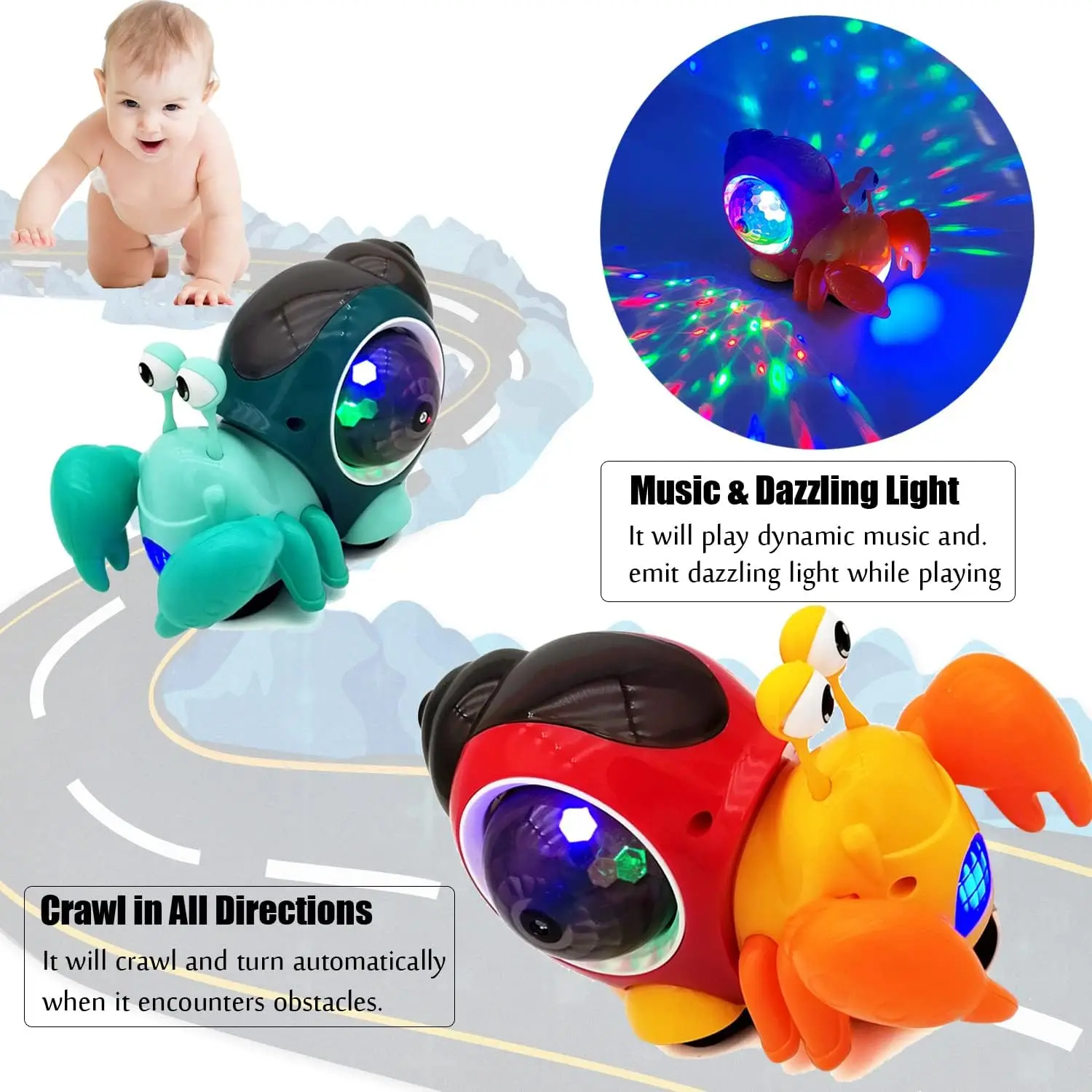 Children Toys Crawling Crab Walking Dancing Electronic Pets Robo Hermit Crab Snail Glowing With Music Light Baby Toddler Toy