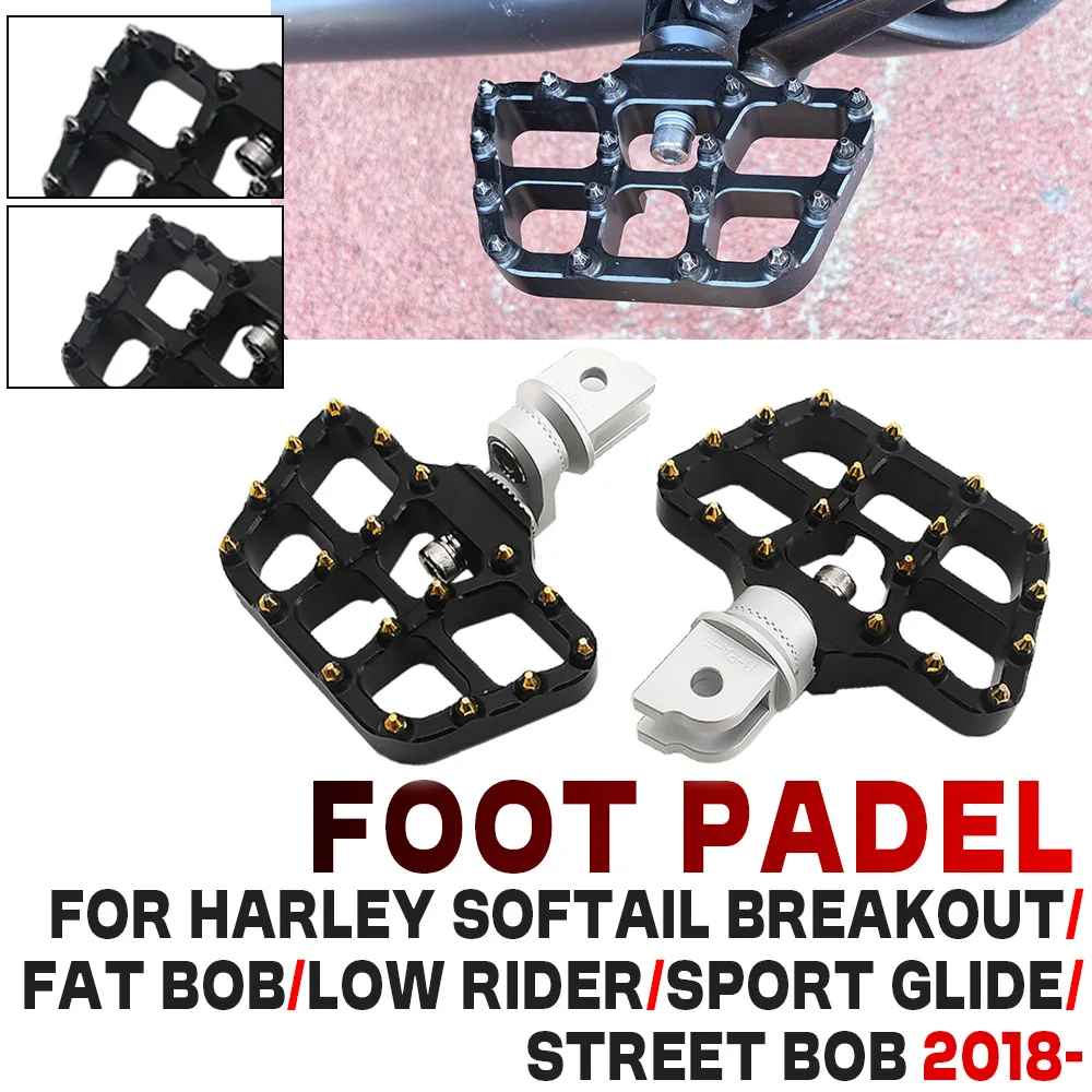 Motorcycle 360 Adjustable Footpeg For HARLEY Softail Breakout Low Rider S FXLRS Street Bob FXBB Rotatable Front Foot Rests Pedal