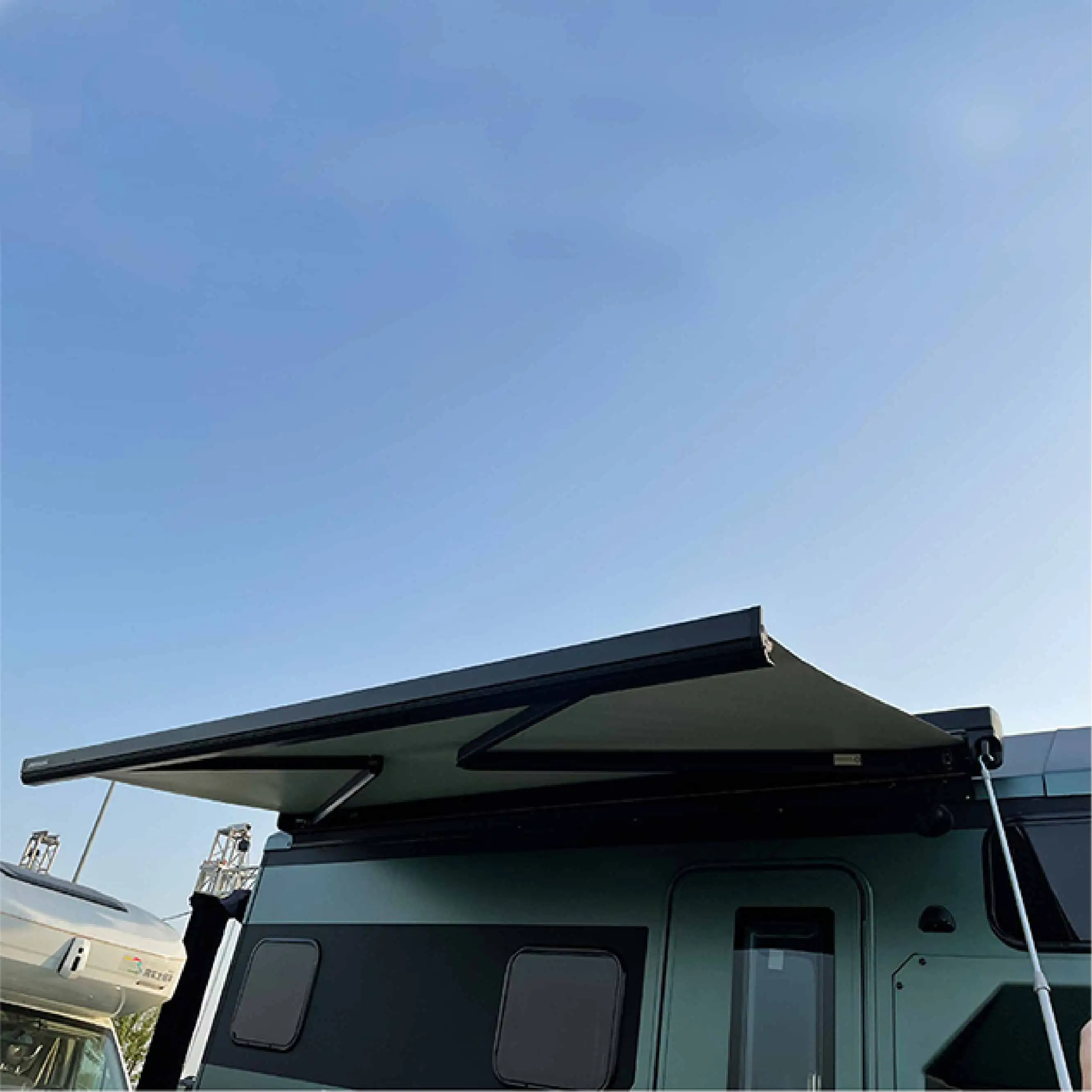 Awnlux W5500 Electric Full Cassette Waterproof RV Awning Customized Fabric Side Mounted For Camper Van Caravan Motorhome Outdoor