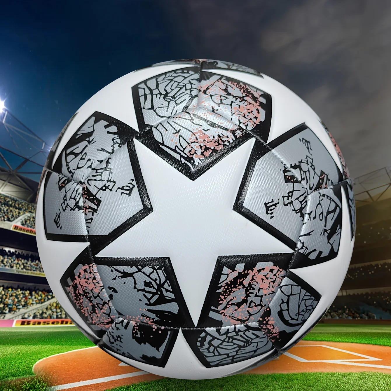 Standard Size 5 Unisex Soccer Ball - Durable Machine-Sewn Wear-Resistant PU Leather Construction, Perfect for Family Fun and Fes