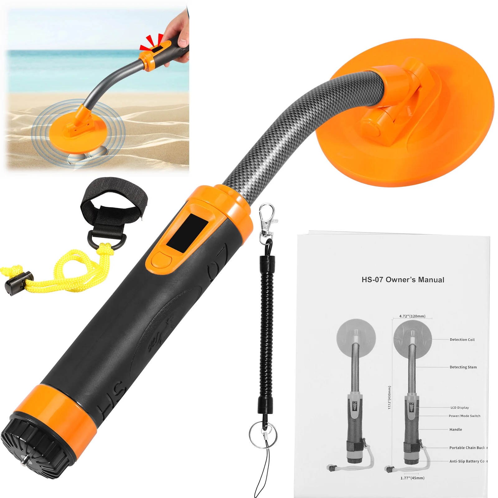 

Gold Metal Detector with LCD Display High Sensitivity Handheld Underwater Metal Detector Waterproof IP68 Treasure Hunting