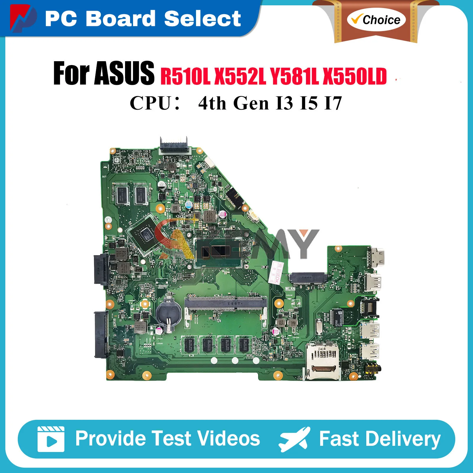 

X550LD Laptop Motherboard For ASUS VivoBook X550LN X552L R510L X550LD Y581L X550LB X550L X550LC Mainboard With I3 I5 I7 CPU stk