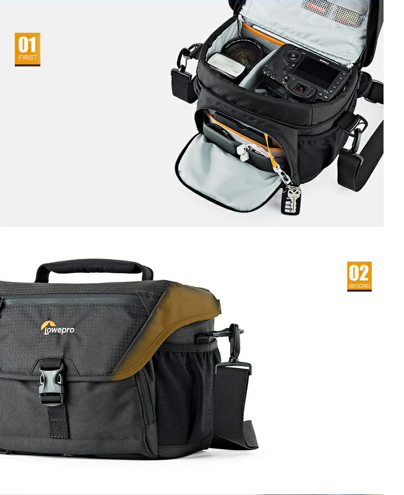 Roadfisher Lowepro Adventura NOVA 140 AW II Camera Shoulder Travel Bag Case For Canon Nikon Sony DSLR SLR Black Color