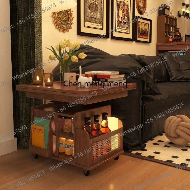 

Solid wood era lifting coffee table mobile cart folding dining table dual-purpose tea table multi-functional living room sofa