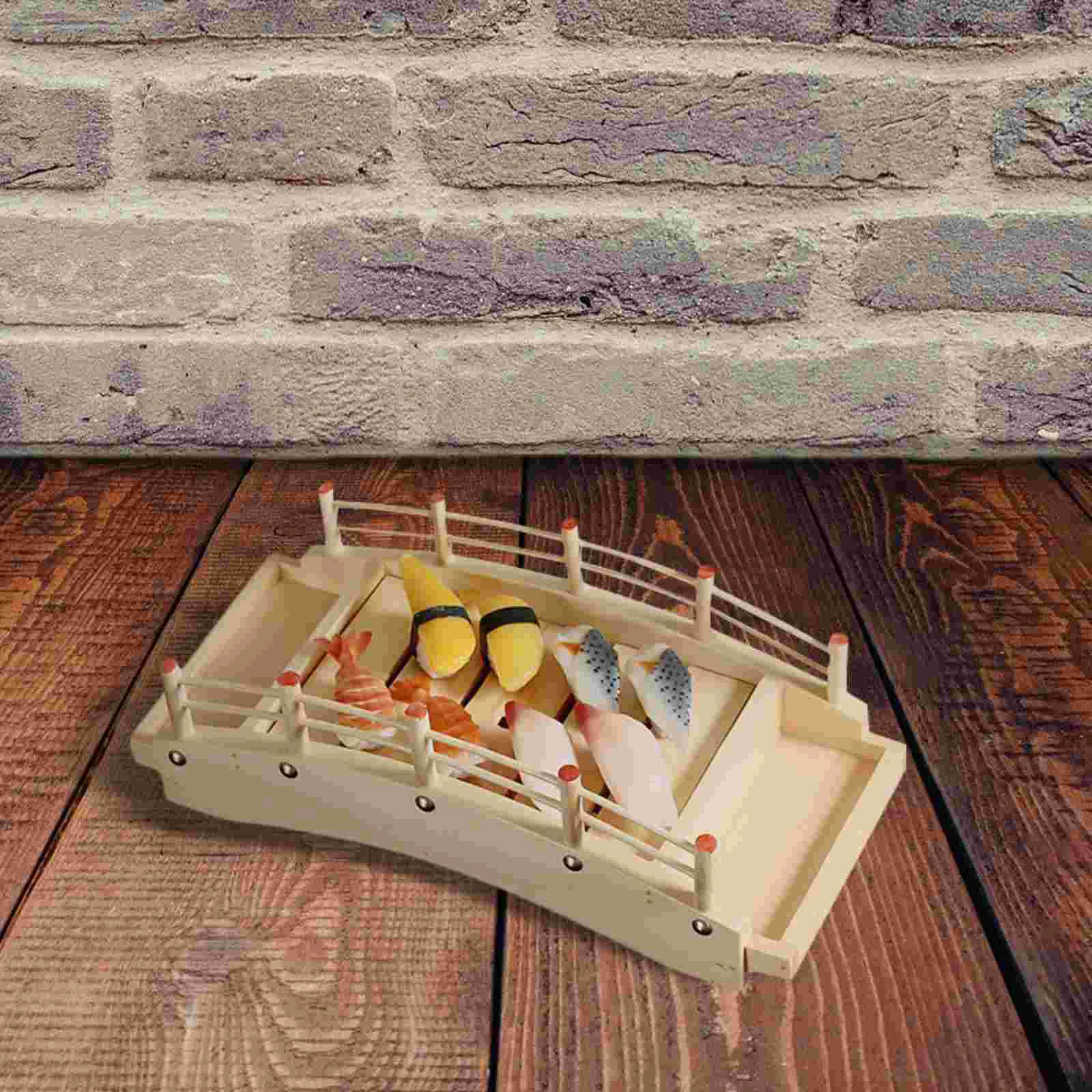 Sushi Making Appetizer Plates Bridge Tableware Holder Container Serving Tray Khaki Wooden Sauce Condiment