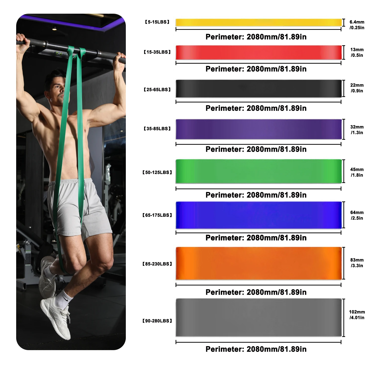 WOSWEIR-Elastic Training Gum Resistance Bands Gym Home Fitness Expander Yoga Pull Up Assist Rubber Crossfit Workout Equipment