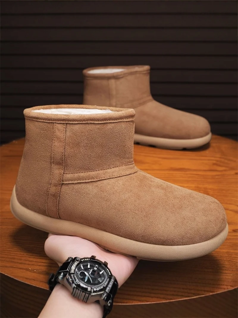 Northeast China Thickened Fleece Lined Winter Snow Boots Men's Warm Fur Integrated Anti-Slip Cold Resistant Large Head Cotton...