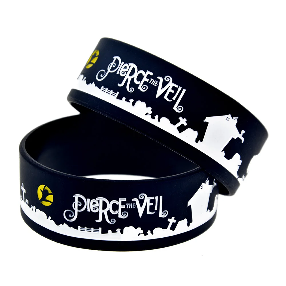 1 PC Pierce The Veil Silicone Bracelet 1 Inch Wide Bangle Men and Women Wristbands For Music Concert