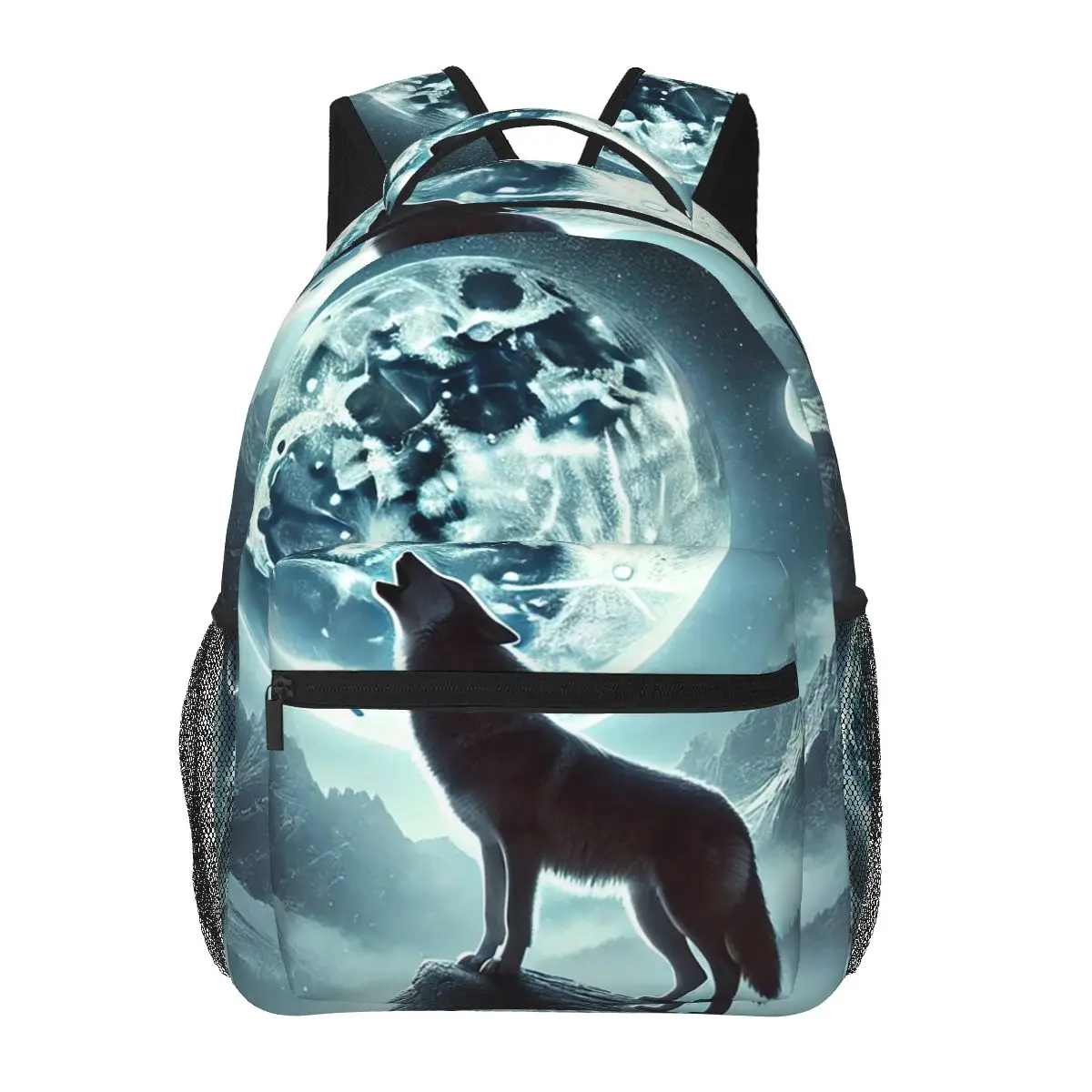 Howling Wolf Under The Moonlight Print Backpacks Boys Girls Bookbag Children School Bags Cartoon Laptop Rucksack Shoulder Bag