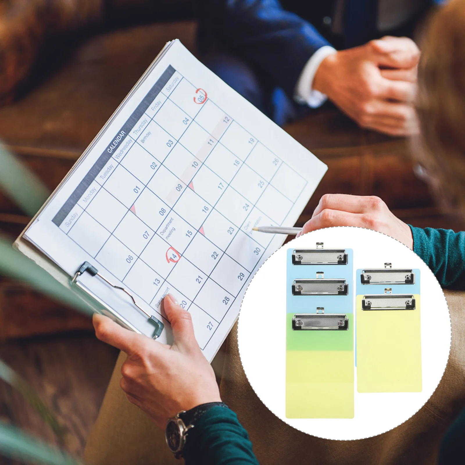 5 Stück Mini transparente Klemmbrett im A6-Format, bunte Kunststoff-Klemmbretter für Memo-Notizen, Quittungen, leicht, tragbar