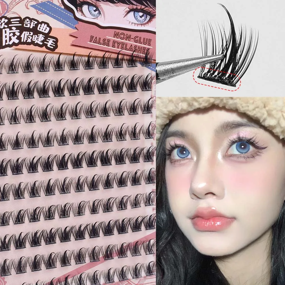 10 Rows Self-Adhesive Lashes Faux Mink Eyelashes Cluster Natural Eyelash Extension 3D  Mixed Sizes Individual Eyelashes Cluster