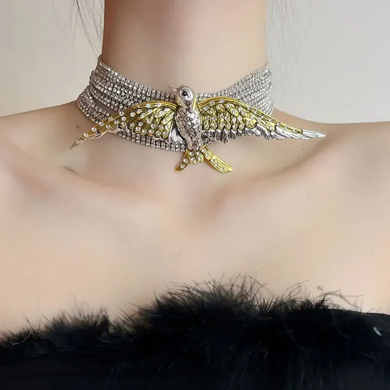 

Exaggerated multi-layer gemstone chain, flying bird swallow light luxury high-end necklace