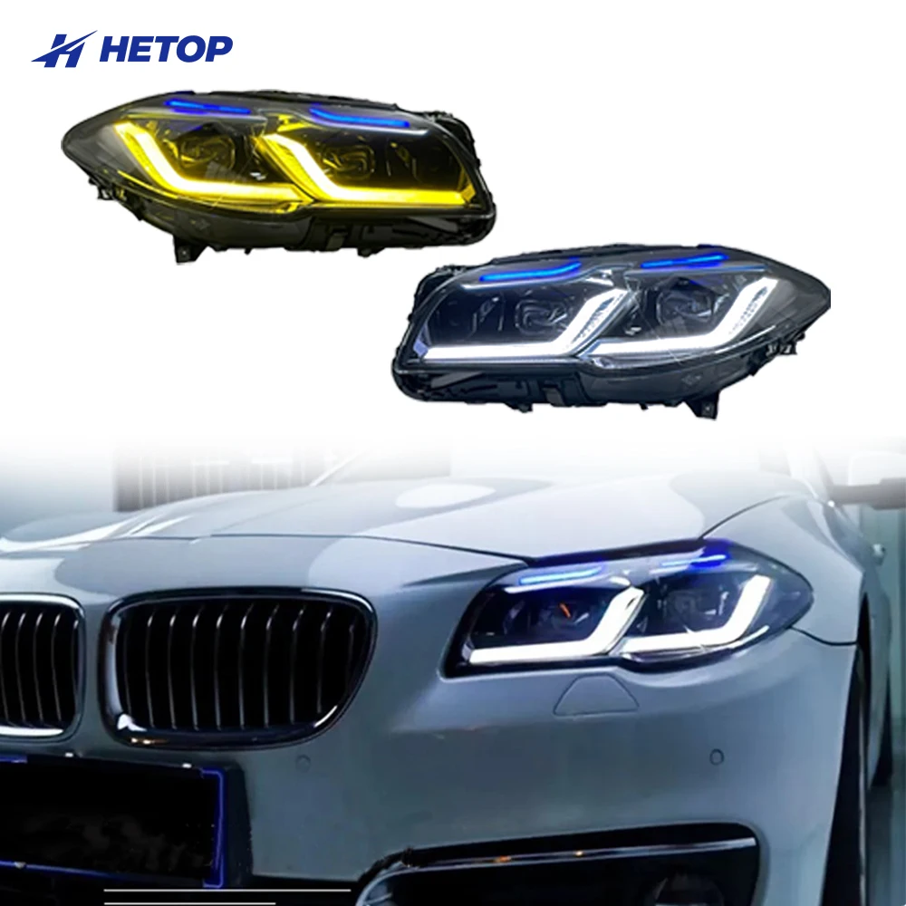 

HETOP F10 2011-2013 5 Series Dual Color Pre-Lci Upgrade Modified LED DRL Ikon Style Head Lamp Plug and Play for BMW Headlights