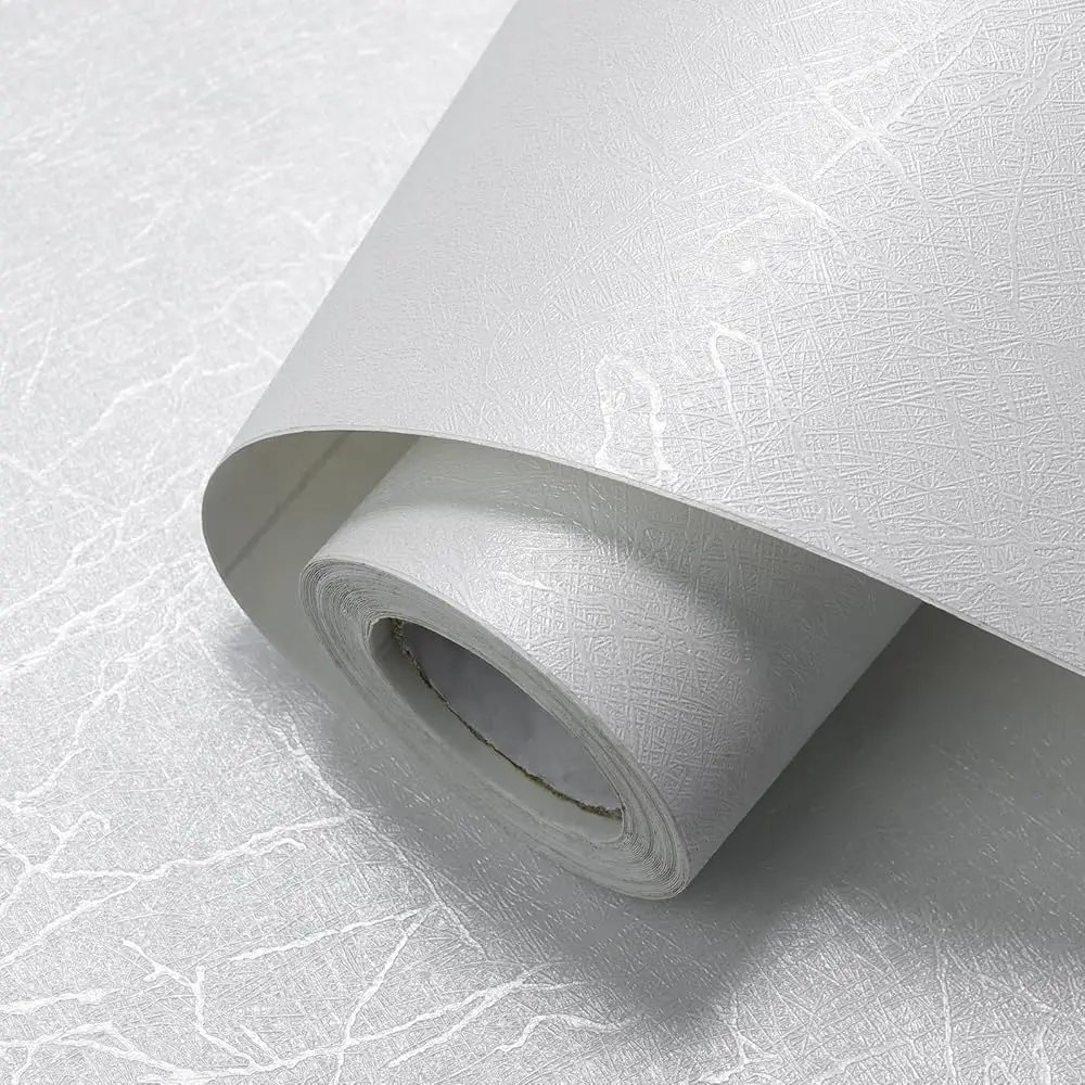 

White Silk Peel And Sti Wallpaper 17.3"" X 160"" Removable Self Adhesive Textured Contact Paper Vinyl Decorative Wall Paper For