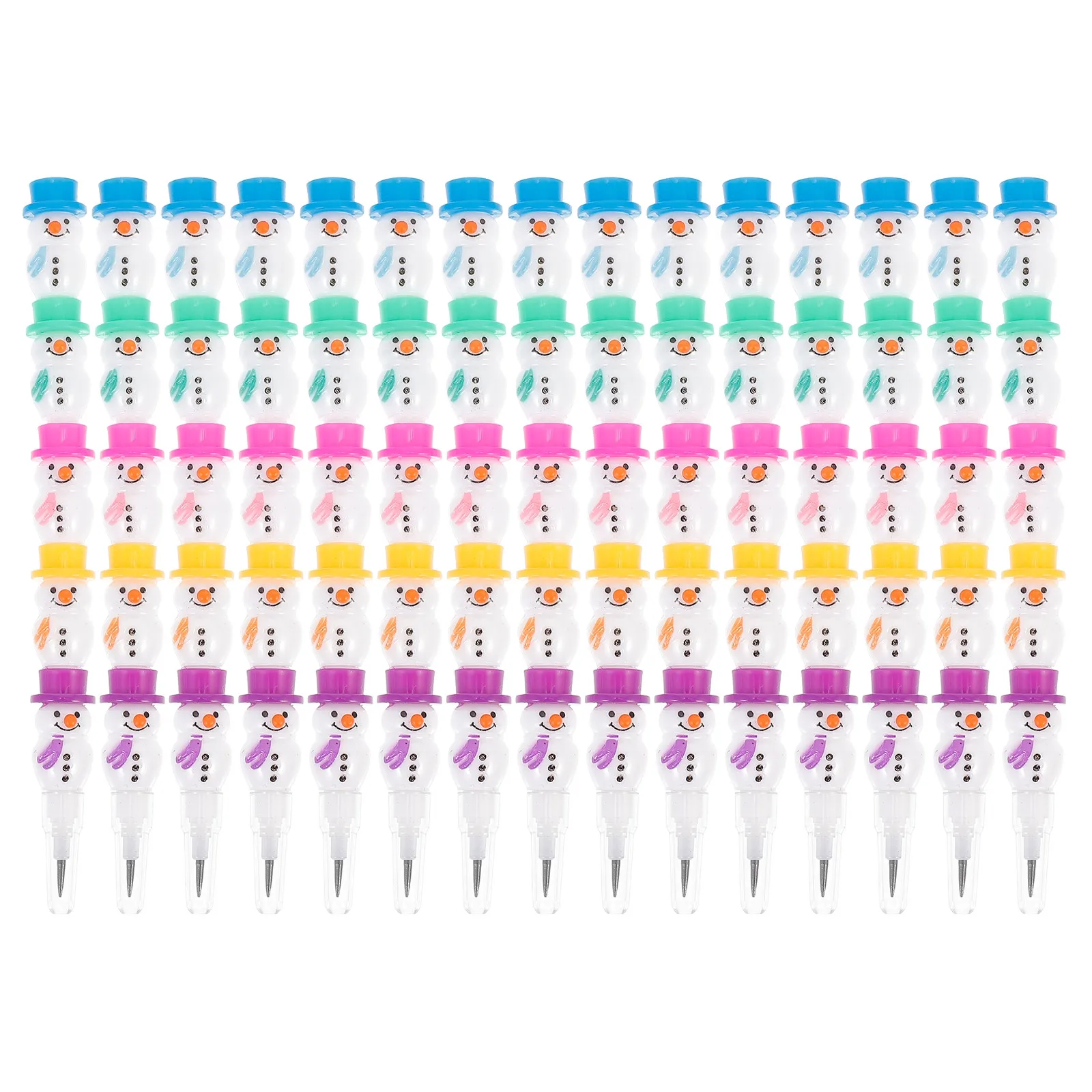 15Pcs Colorful Stackable Snowman Pencils Non-Sharpening Student Pencil Christmas Gift School Supplies Point Stackable Pencils