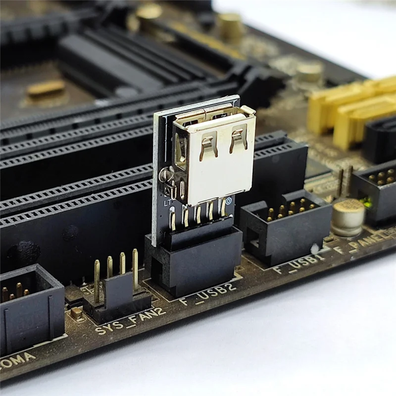 Qy-9Pin - 1ポートUSBアダプターコネクター PC内蔵マザーボード 9ピン - USB2.0 タイプA メス変換アダプター デスクトップパソコン Dura用