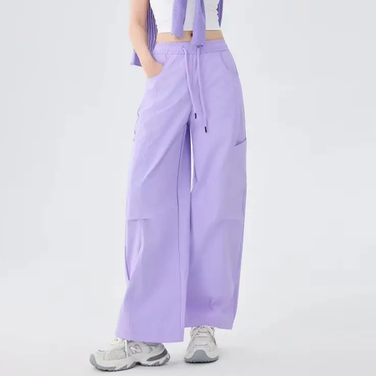 Lightweight, Breathable, Loose-Fit Wide-Leg Work Pants Women Cool Edgy Summer  Thin-Cut Outdoor Functional Pants Multiple Pocket
