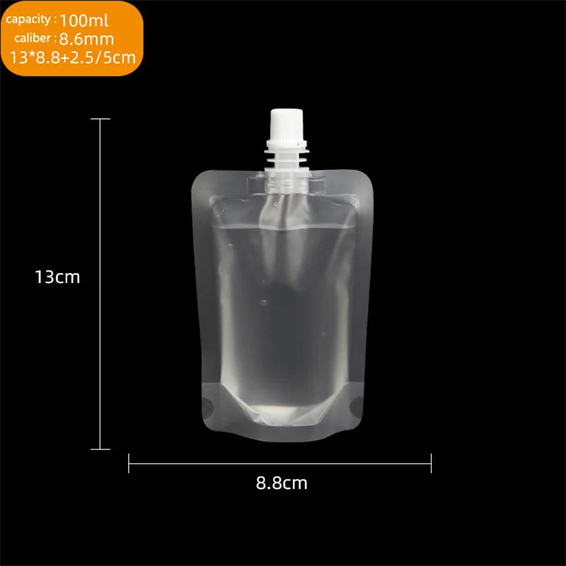 StoBag 100pcs Frosted Matte Liquid Packaging Drinking Nozzle Bags Clear Milk Juice Beverage Sealed Storage Reusable Pouches