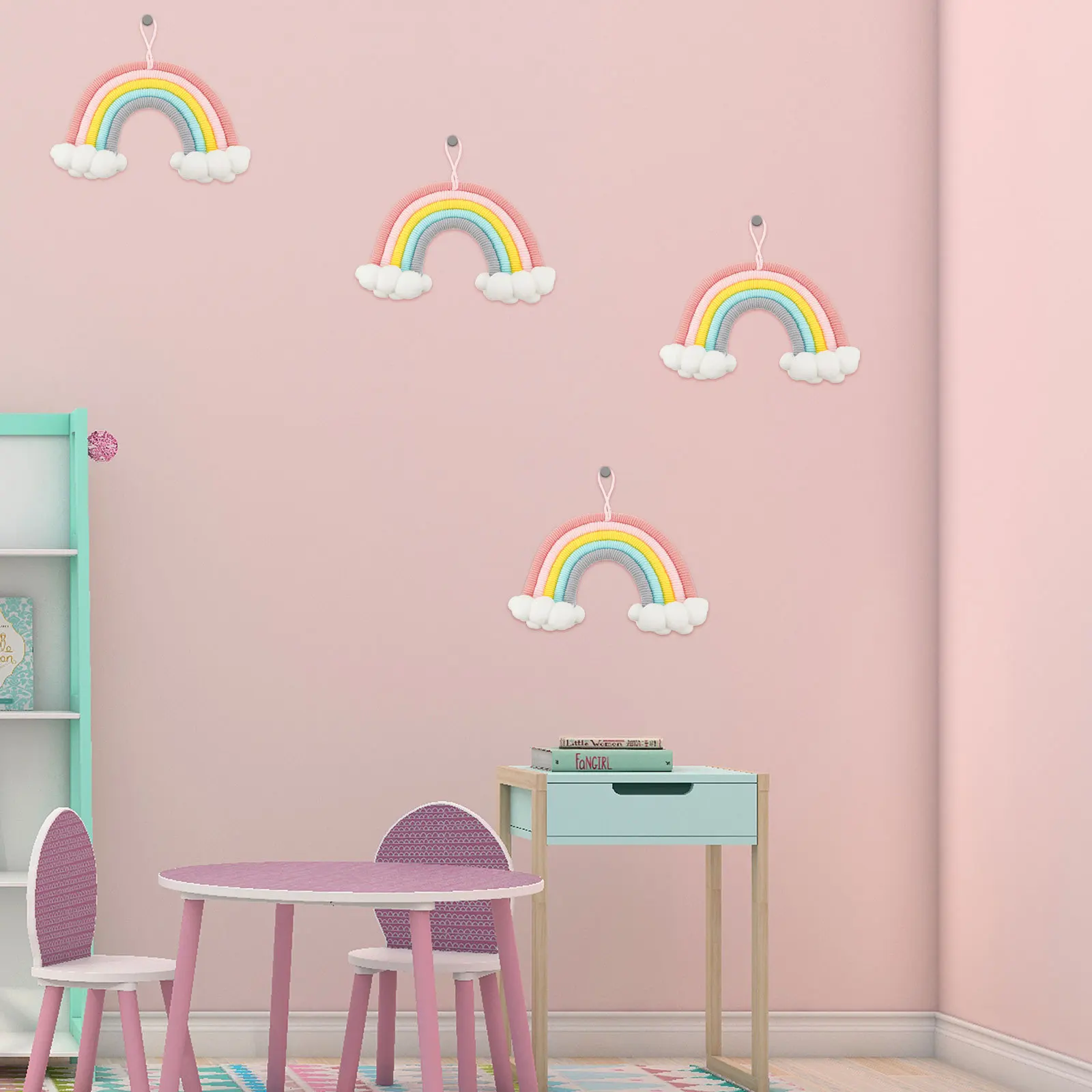 

Rainbow Cloud Hanging Pendant Handmade Colorful Woven Decoration Nursery Kids Room Adornment Cotton Wall Ornament