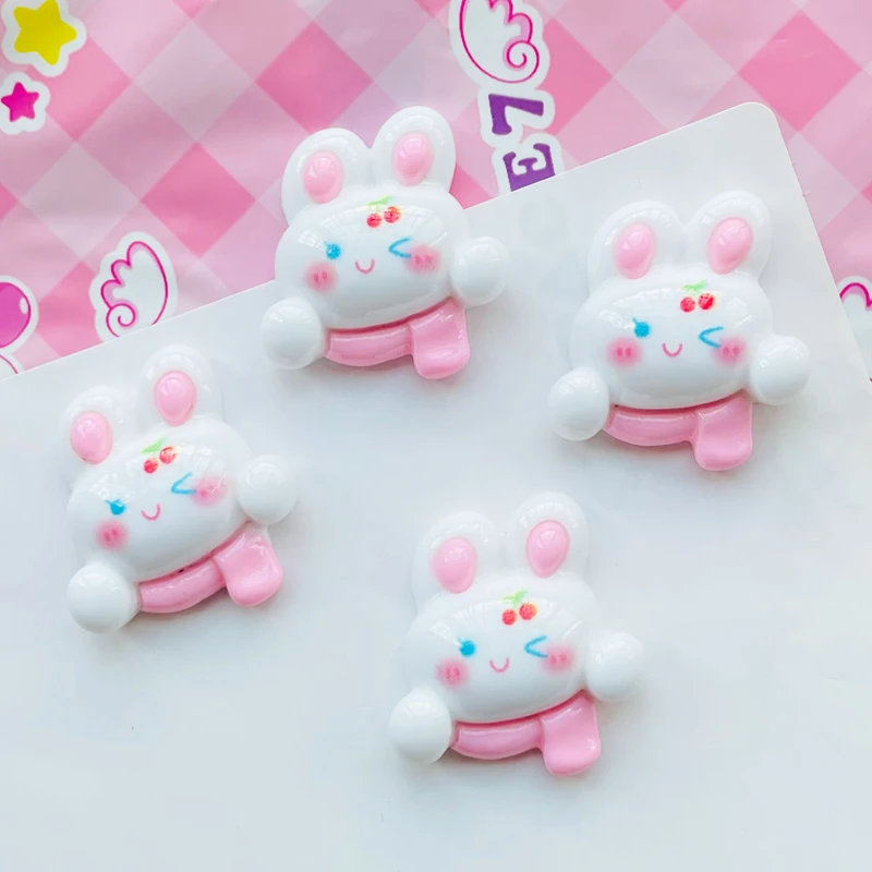 

10 Pcs New 26*24mm Cute Mini Cartoon Animal Little Rabbit Resin Scrapbook Diy Jewelry Wedding Hairpin Decorate Accessories