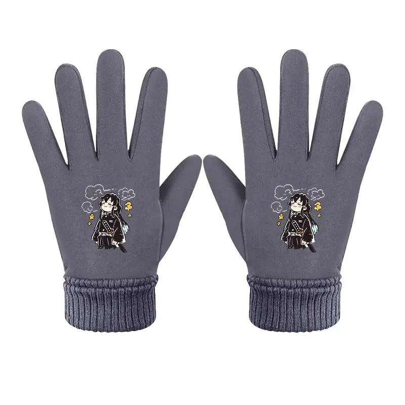 Demon Slayer Anime Cartoon Fingerless Gloves Mitsuri Kanroji Peripheral Goods Winter New Warm Children Outdoor Gloves Girl Gifts - view 4