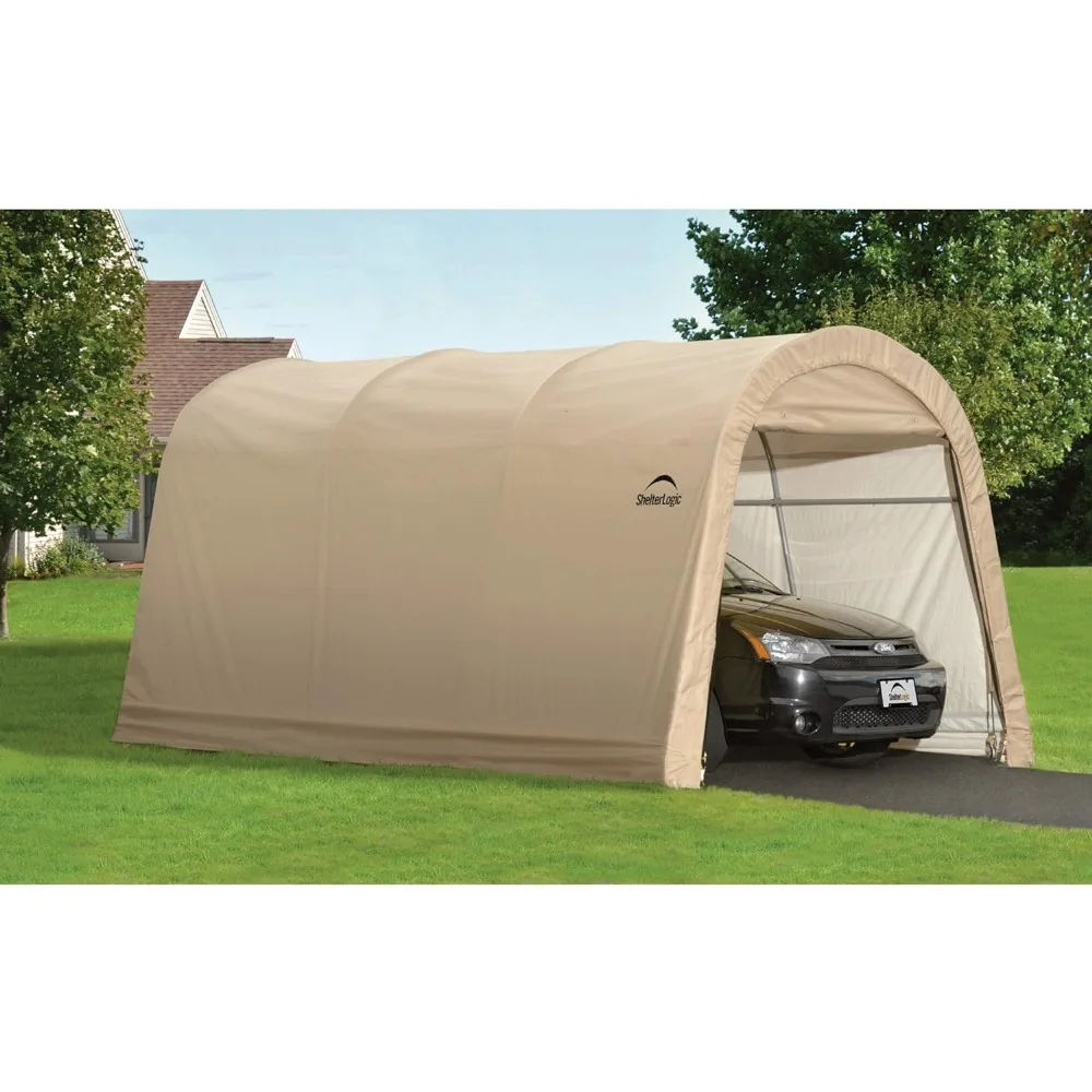 10' x 15' x 8' All-Steel Metal Frame Round Style Roof Instant Garage and AutoShelter with Waterproof and UV-Treated