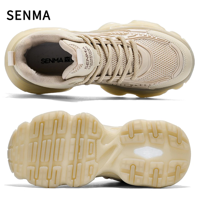 SENMA Men's Casual Sports Shoes Thick Bottom Dad Style Black Samurai New Model Street Fashion Rubber Sole Comfortable Sneakers
