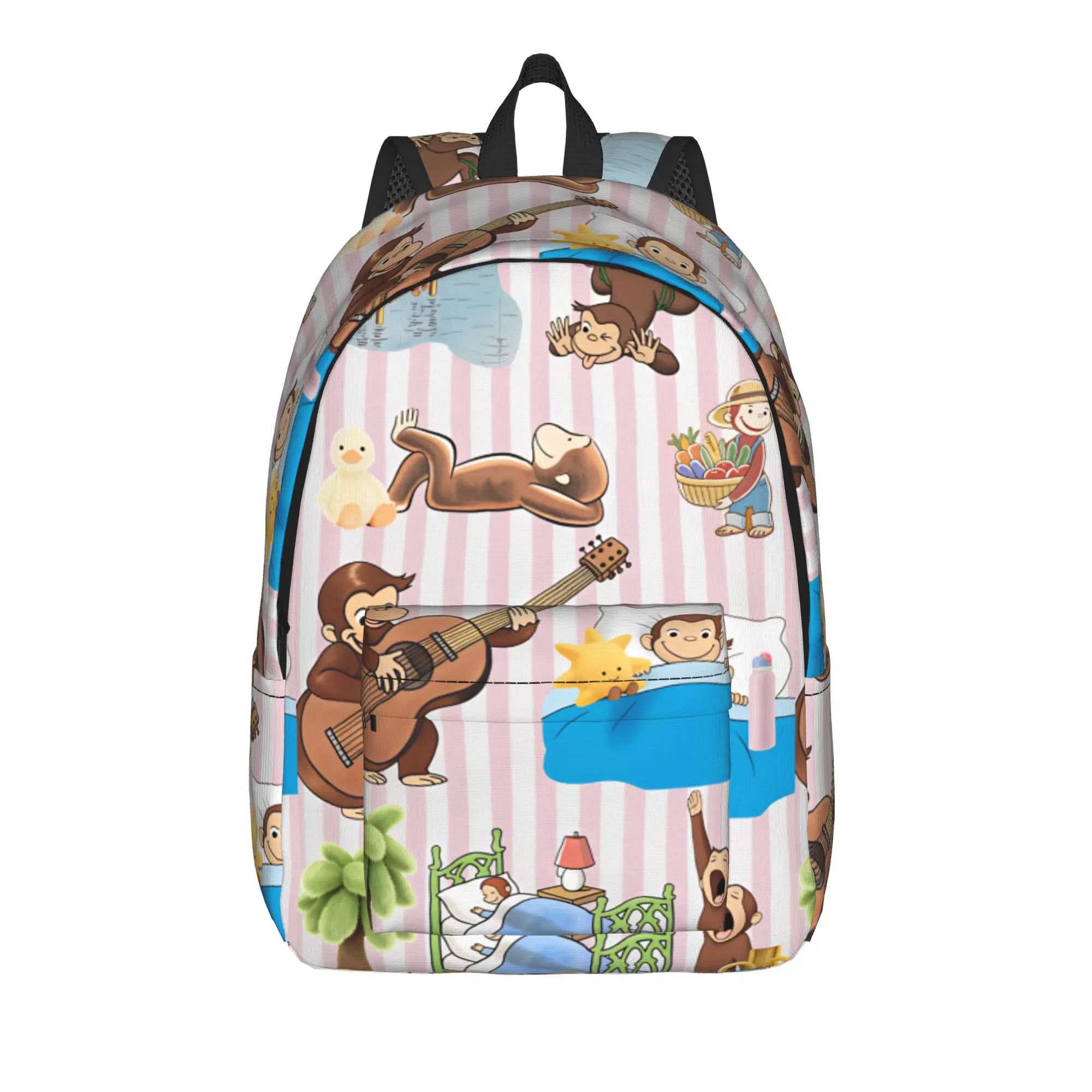 C-Curious George Backpack  Kawaii Backpacks Male University Big School Bags Colorful Rucksack