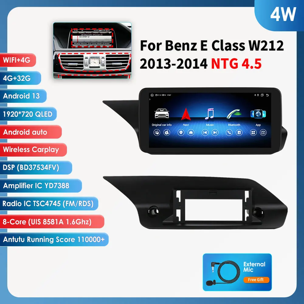 Auto radio Android speler voor Mercedes-Benz W212 S212 E200 E230 E260 E300 2009 - 2012 Draadloze Carplay Auto multimediaspeler GPS