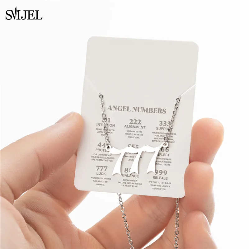 Stainless Steel Angel Number Jewelry 111 222 333 555 888 999 666 444 777 Angel Number Necklace Women Men Unusual Believer Gift