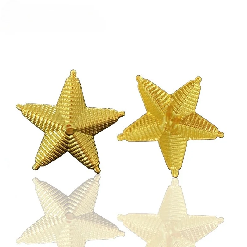 Customized Metal Copper Stamping and Gold-Plated Commemorative Brooch, Three-Dimensional Five-Pointed Star Emblem