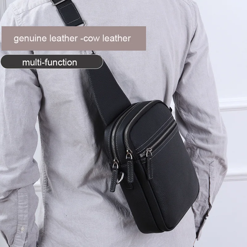 Men's Bag Fashion Small Genuine Leather Male Cross Body Shoulder Messenger Bags for Men Purses and Handbags Men Chest Bag Pack