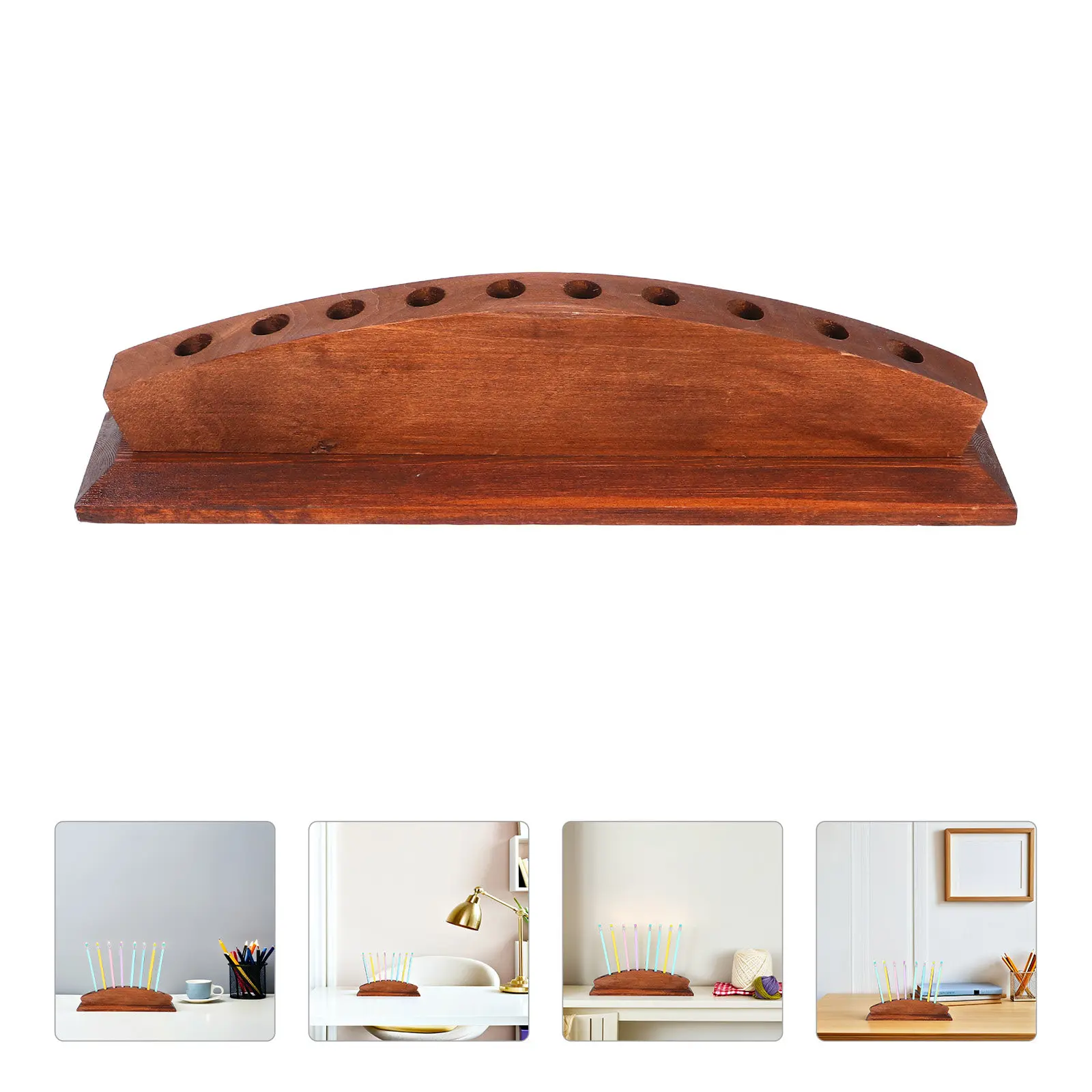Wood Pen Display Stand 10-Slot Holder Rack Multifunctional Organizer for Office School Home Pen Stand Display Stands for Pencils