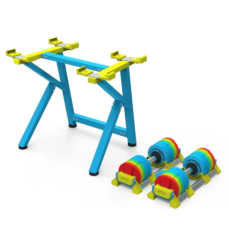 Gym Training Equipment, 6 Pairs Rubber Coated Plates, Adjustable Dumbbell Set with Stand, Complete Home Workout Kit