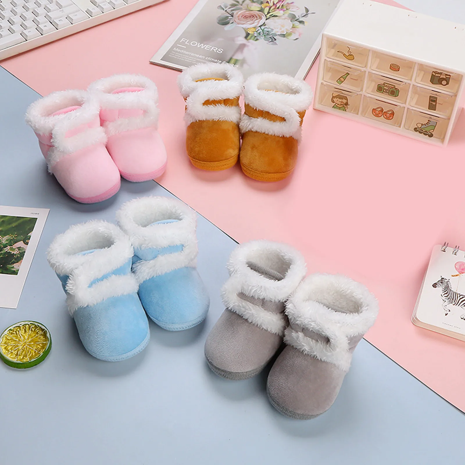 

0-15 Month Baby Girls Boys Boots Infant Plush Snow Booties Autumn Winter Warm Newborn Shoes Fashion Warm Toddler First Walkers