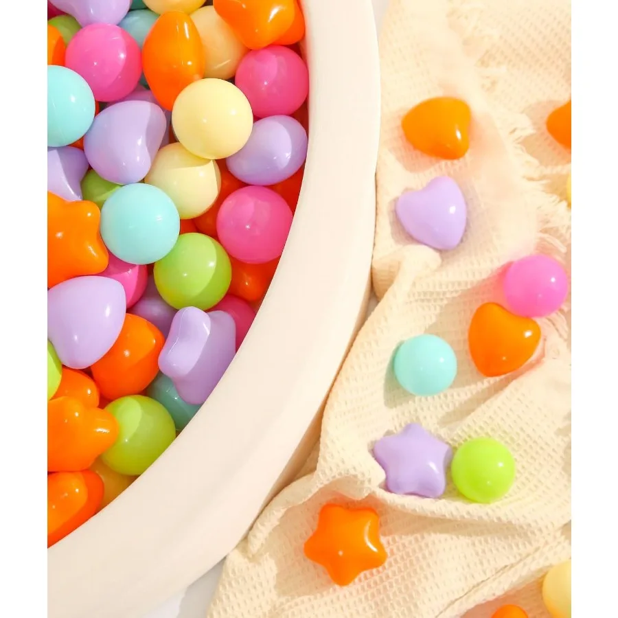Ball Pit Balls Big Star Heart Shapes para niños pequeños, sin BPA, para juegos blandos, piscina, tienda de campaña, fiesta, 50 piezas