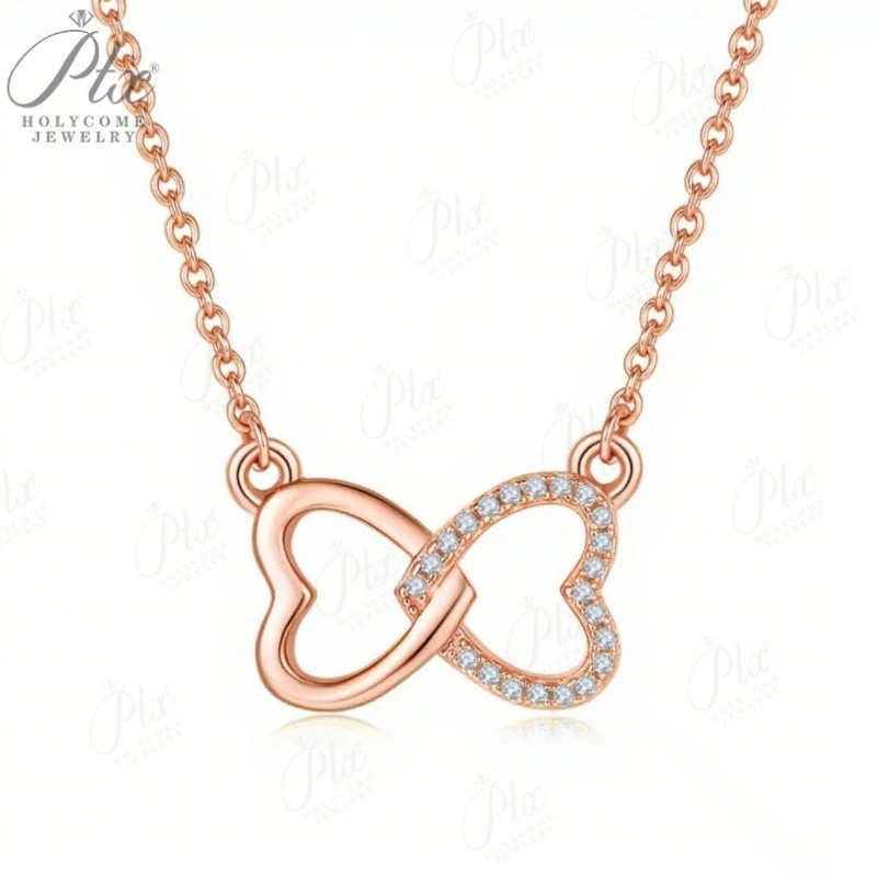 

14-каратное позолоченное серебро s925, сверкающее муассанит Halo, ожерелье с подвеской в виде сердца любви, позолоченный подарок, элегантный классический дизайн, подарок