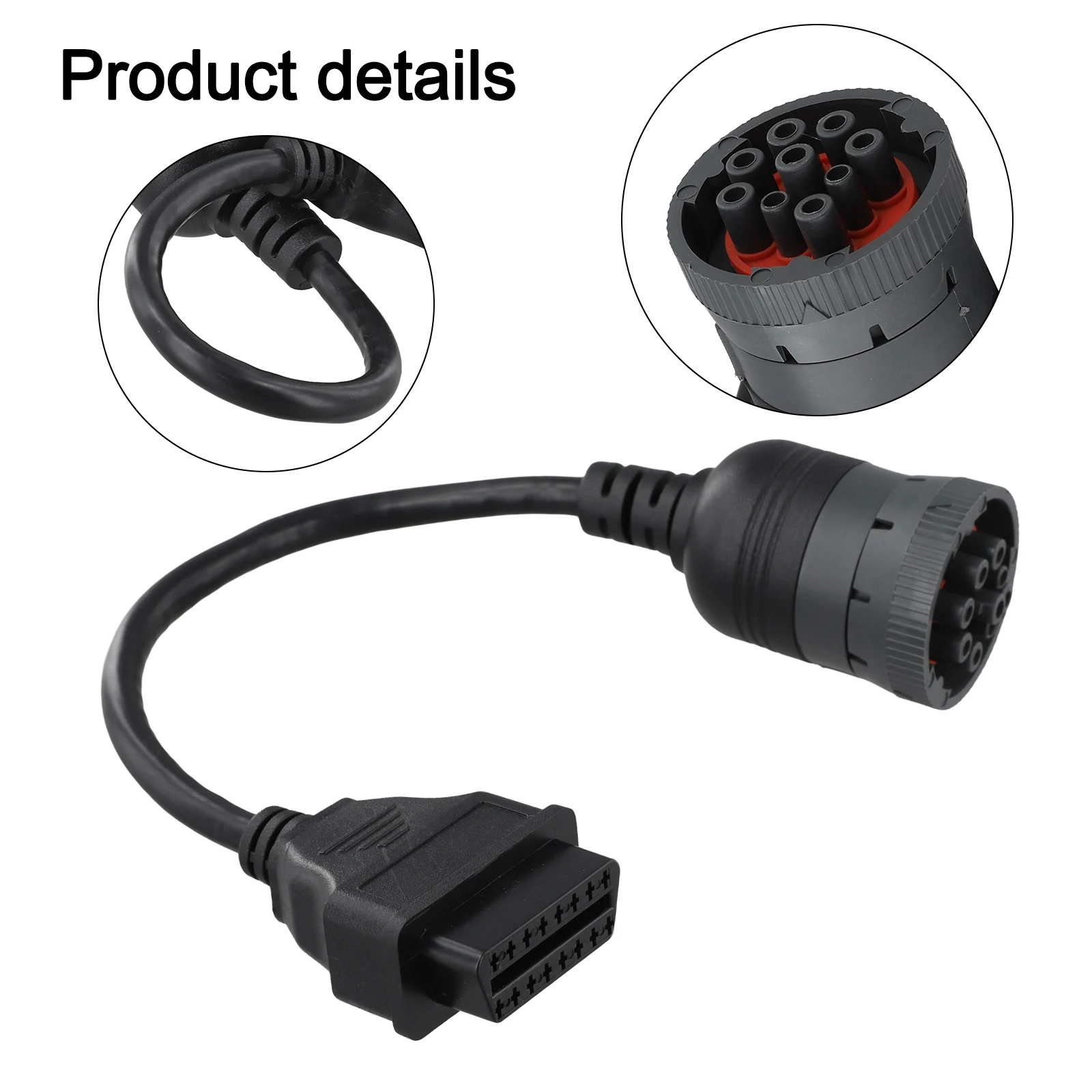 

For Diagnostic Tool Diesel Diagnostic Tool OBD2 Connector Car Accessory Non-deformation Design Quick Usage Rubber Construction